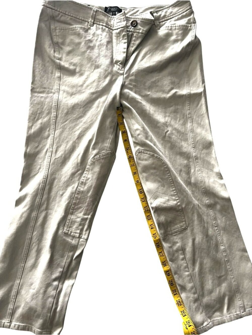 Talbots Womens Khaki Beige Cotton Casual Pants W/Pockets & Button Closure 16